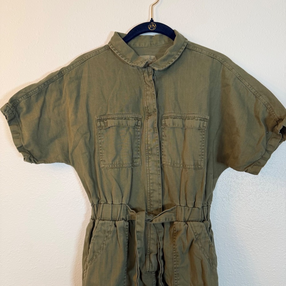 Universal Thread Olive Green Utility Jumpsuit Short Sleeve Cotton Boiler Suit 0